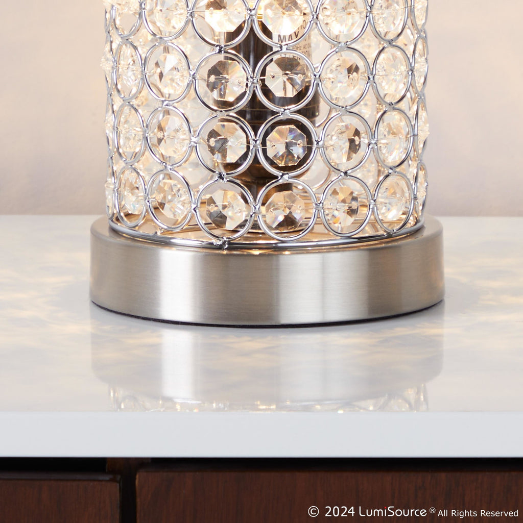 Chandelier 11" Metal Uplight - Set of 2 - Brushed Nickel, Clear Crystal, Chrome Metal