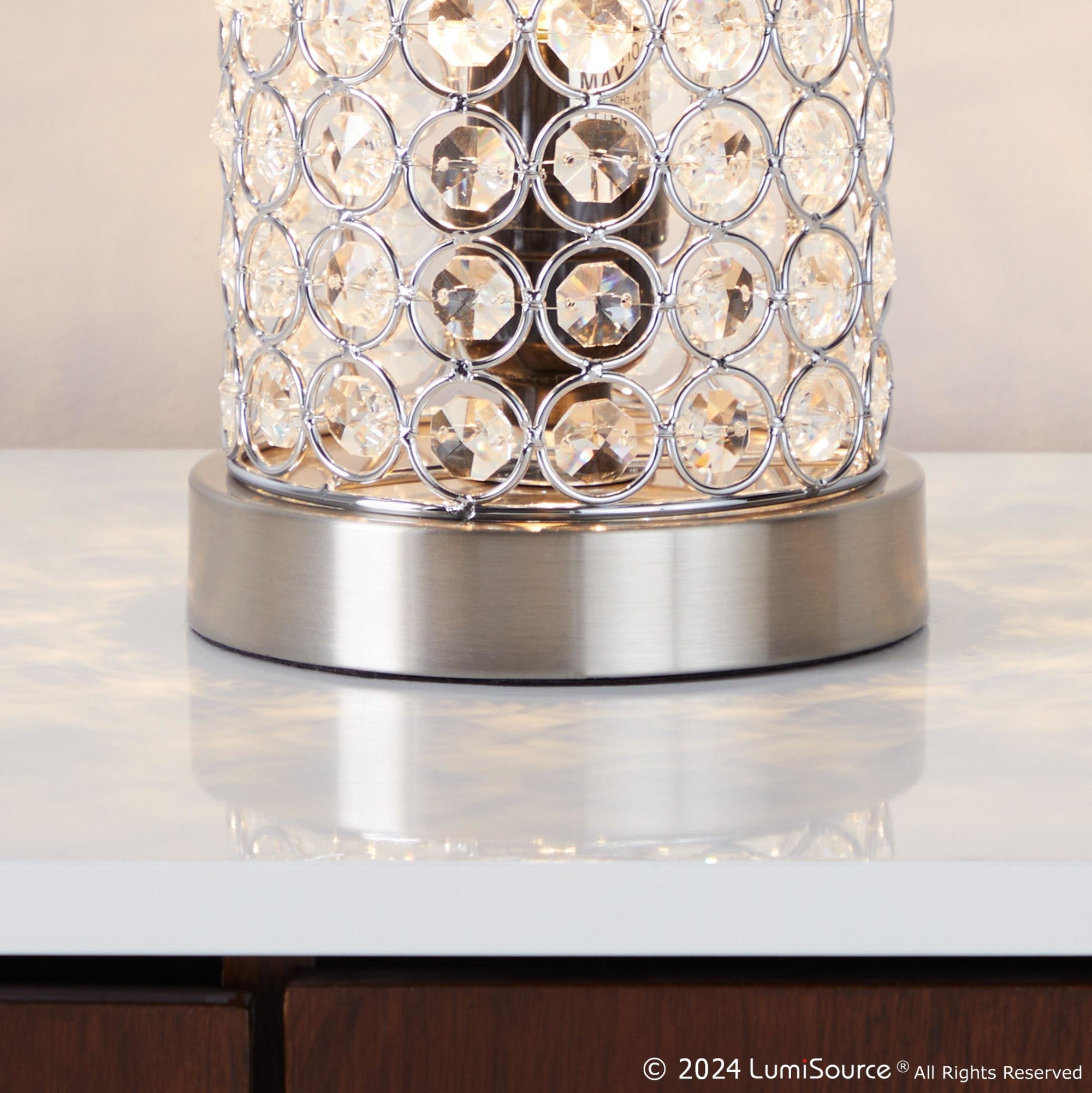 Chandelier 11" Metal Uplight - Set of 2 - Brushed Nickel, Clear Crystal, Chrome Metal