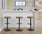 Dakota Adjustable Barstool - Antique Metal, Brown Wood-pressed Grain Bamboo