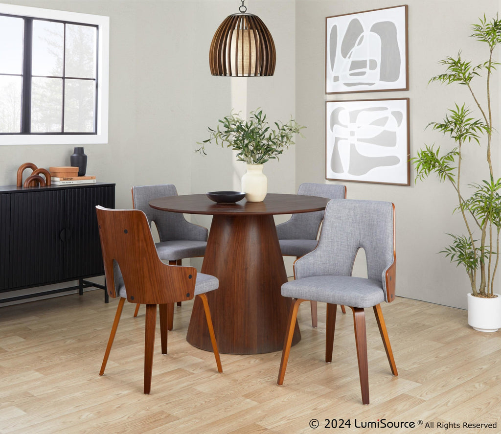 Stella Chair - Set of 2 - Walnut Wood, Light Grey Fabric