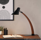 Noah Table Lamp - Black Metal, Walnut Wood