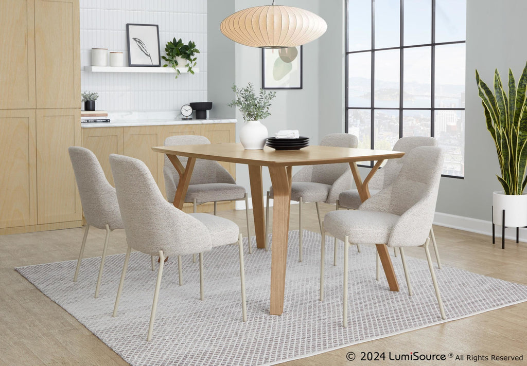 York Upholstered Chair - Set of 2 - Latte Metal, Oatmeal Fabric