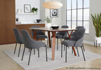 York Upholstered Chair - Set of 2 - Black Metal, Dark Grey Fabric