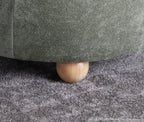 Tray Pouf Storage Ottoman - Natural Wood, Green Fabric