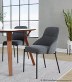 York Upholstered Chair - Set of 2 - Black Metal, Dark Grey Fabric