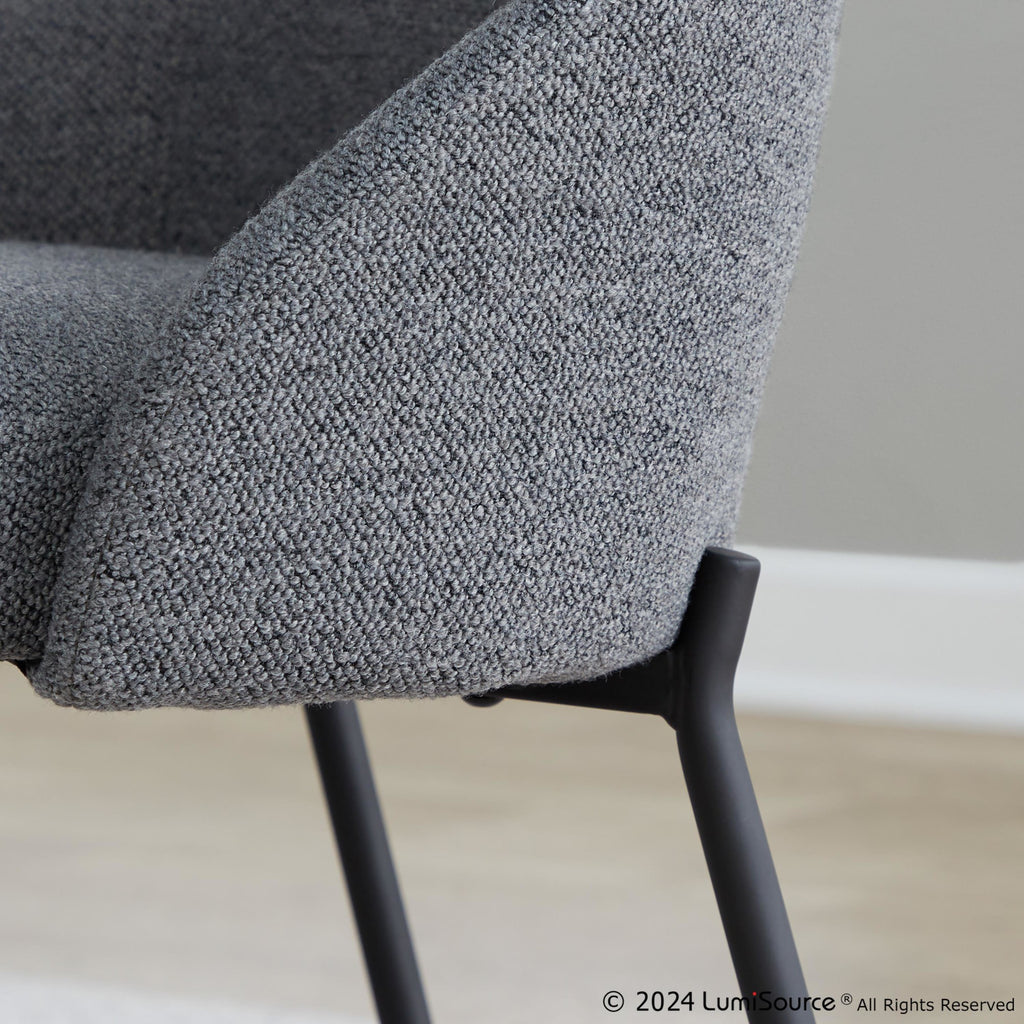 York Upholstered Chair - Set of 2 - Black Metal, Dark Grey Fabric