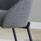 York Upholstered Chair - Set of 2 - Black Metal, Dark Grey Fabric