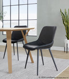Outlaw Two-tone Chair - Set of 2 - Black Metal, Black PU, Grey Fabric