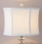 Diamond Torch 25" Crystal Table Lamp - Set of 2 - Clear Crystal, Polished Nickel, Off-white Linen