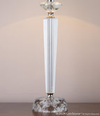 Diamond Torch 25" Crystal Table Lamp - Set of 2 - Clear Crystal, Polished Nickel, Off-white Linen
