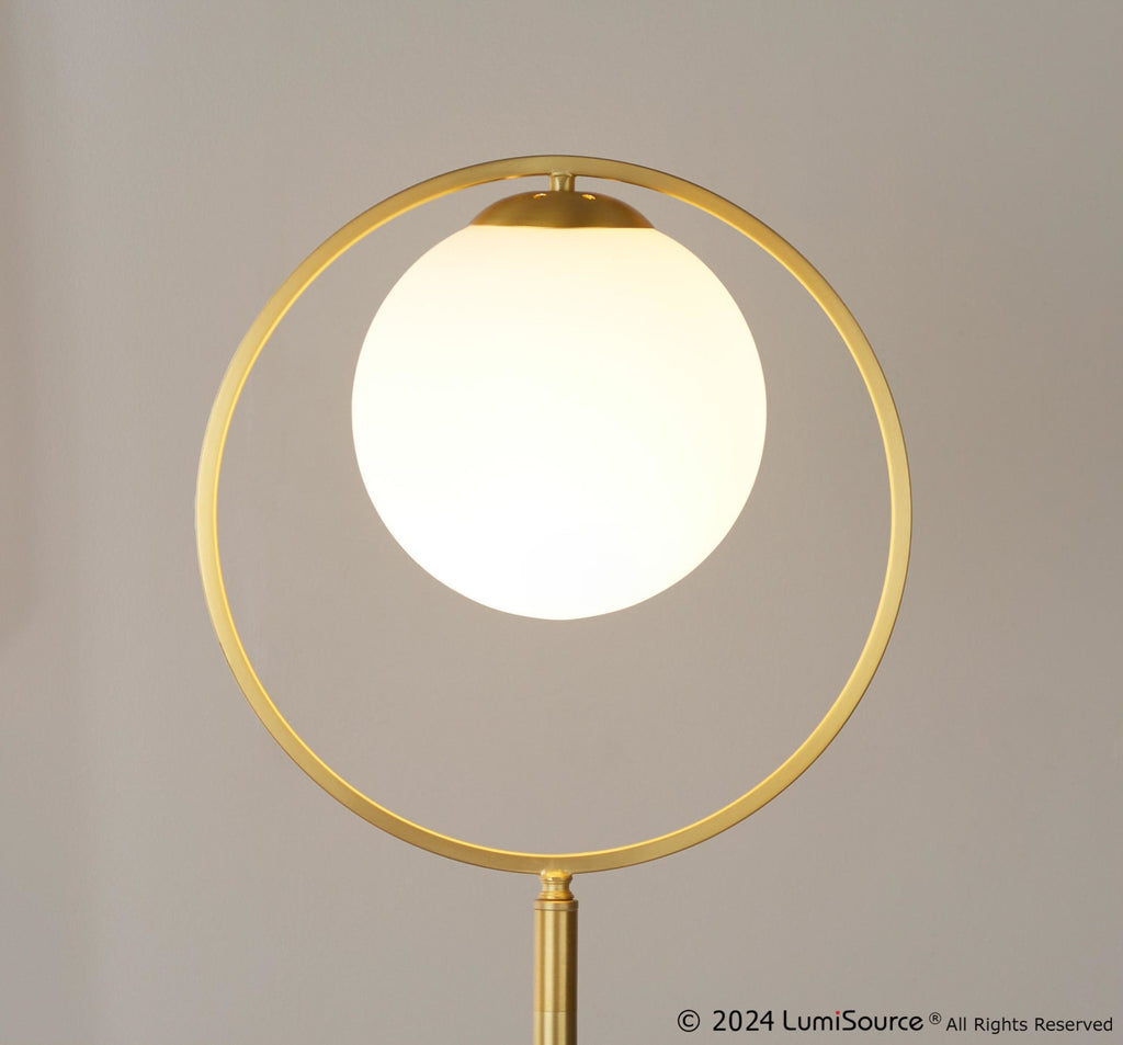 Moon Floor Lamp - Gold Metal, Frosted Glass