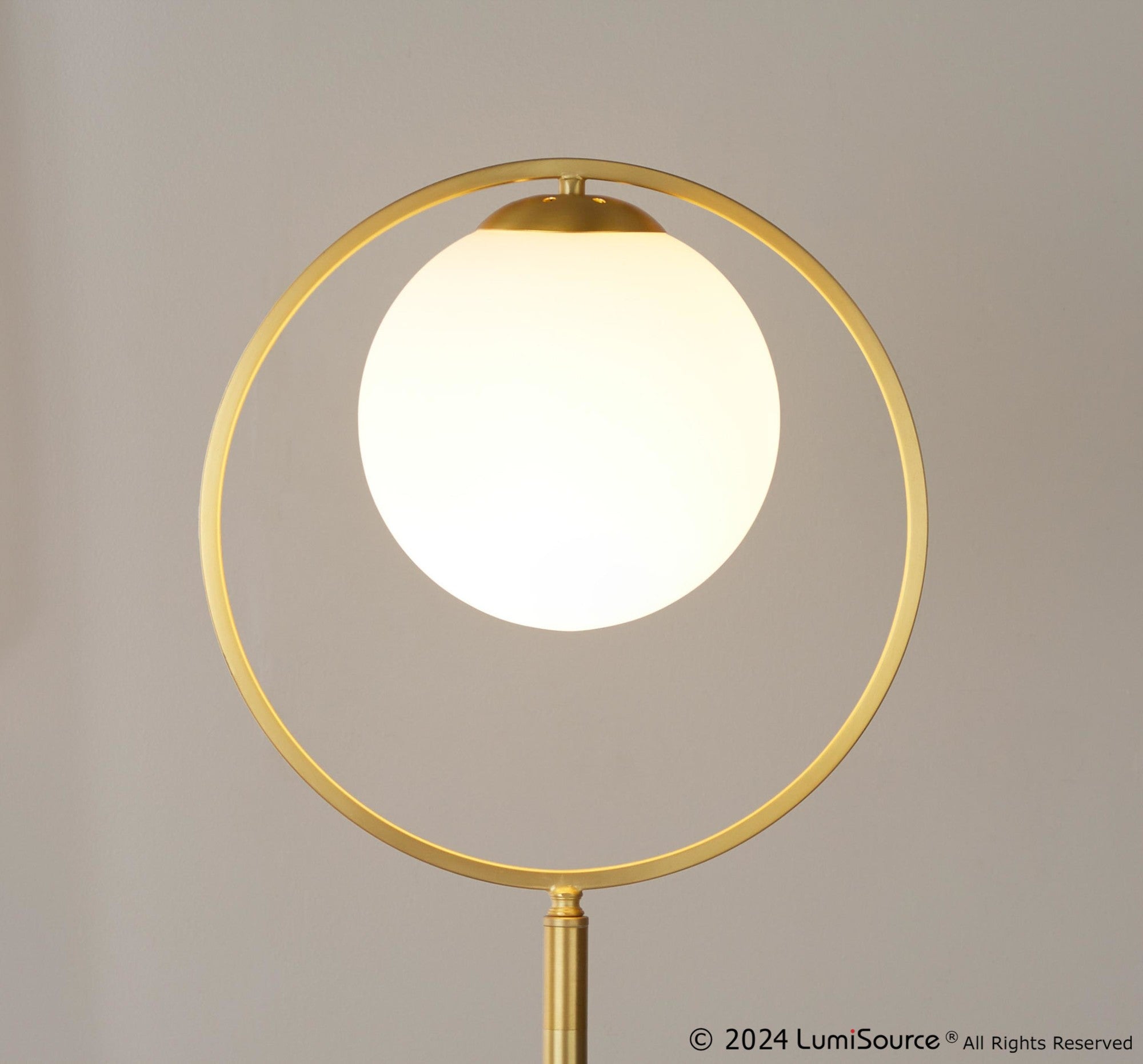 Moon Floor Lamp - Gold Metal, Frosted Glass
