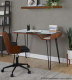 Avery Desk - Black Metal, Walnut Wood, Clear Glass