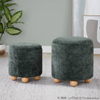 Bacci Ottoman - Set of 2 - Natural Wood, Green Fabric