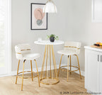 Canary Counter Table - Gold Metal, White Mdf