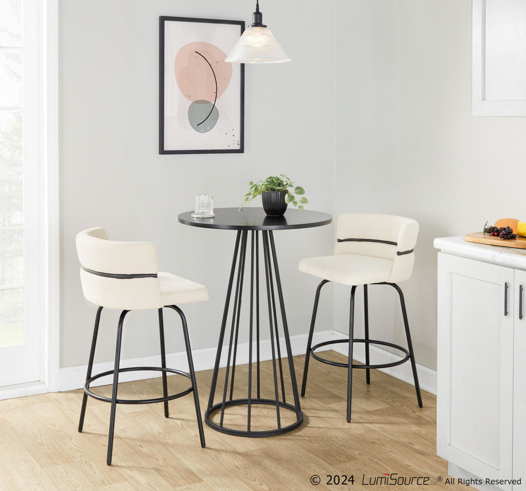 Canary Counter Table - Black Metal, Black Mdf