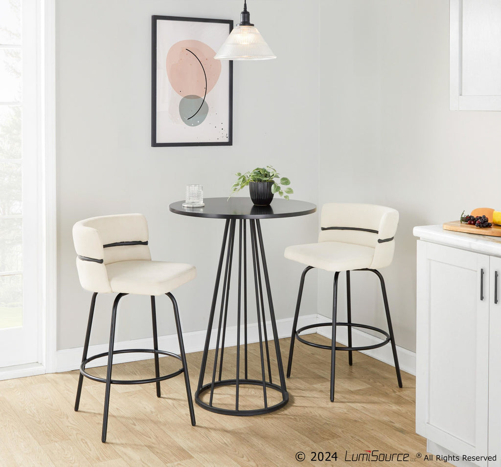 Canary Counter Table - Black Metal, Black Mdf
