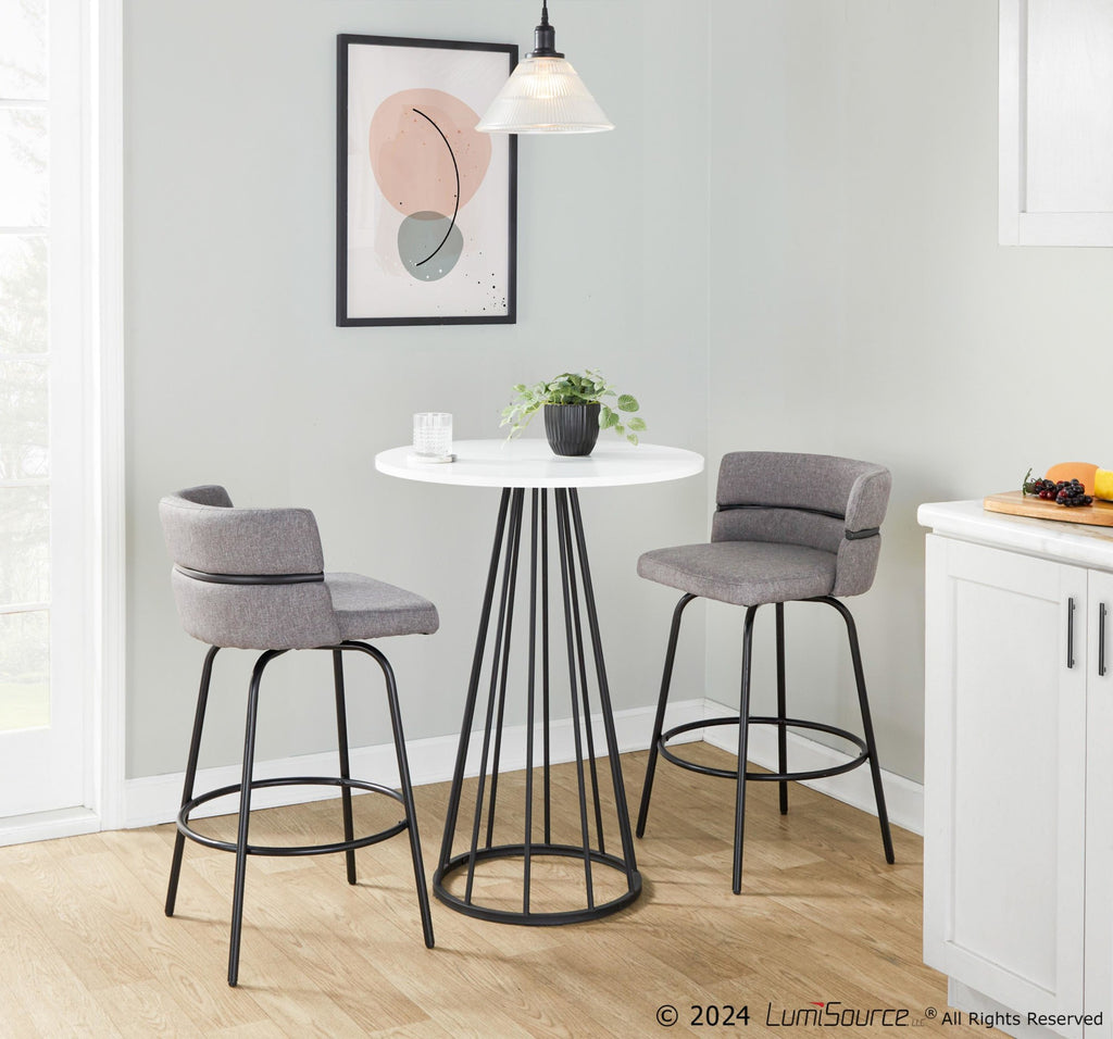 Canary Counter Table - Black Metal, White Mdf