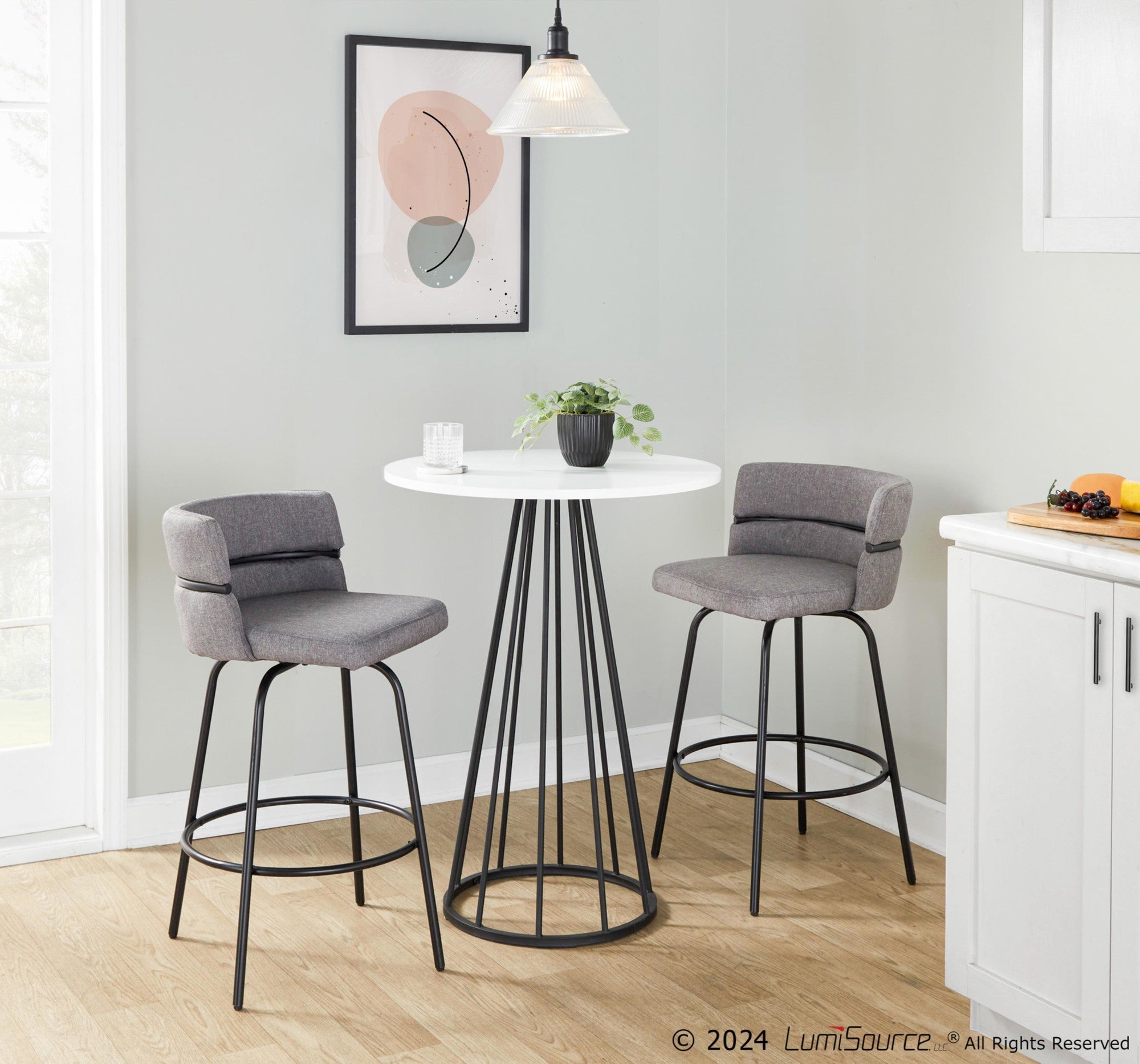 Canary Counter Table - Black Metal, White Mdf