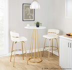 Cinch Claire 30" Fixed-Height Barstool - Set of 2 - Gold Metal, White PU