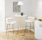 Canary Bar Table - Gold Metal, White Mdf
