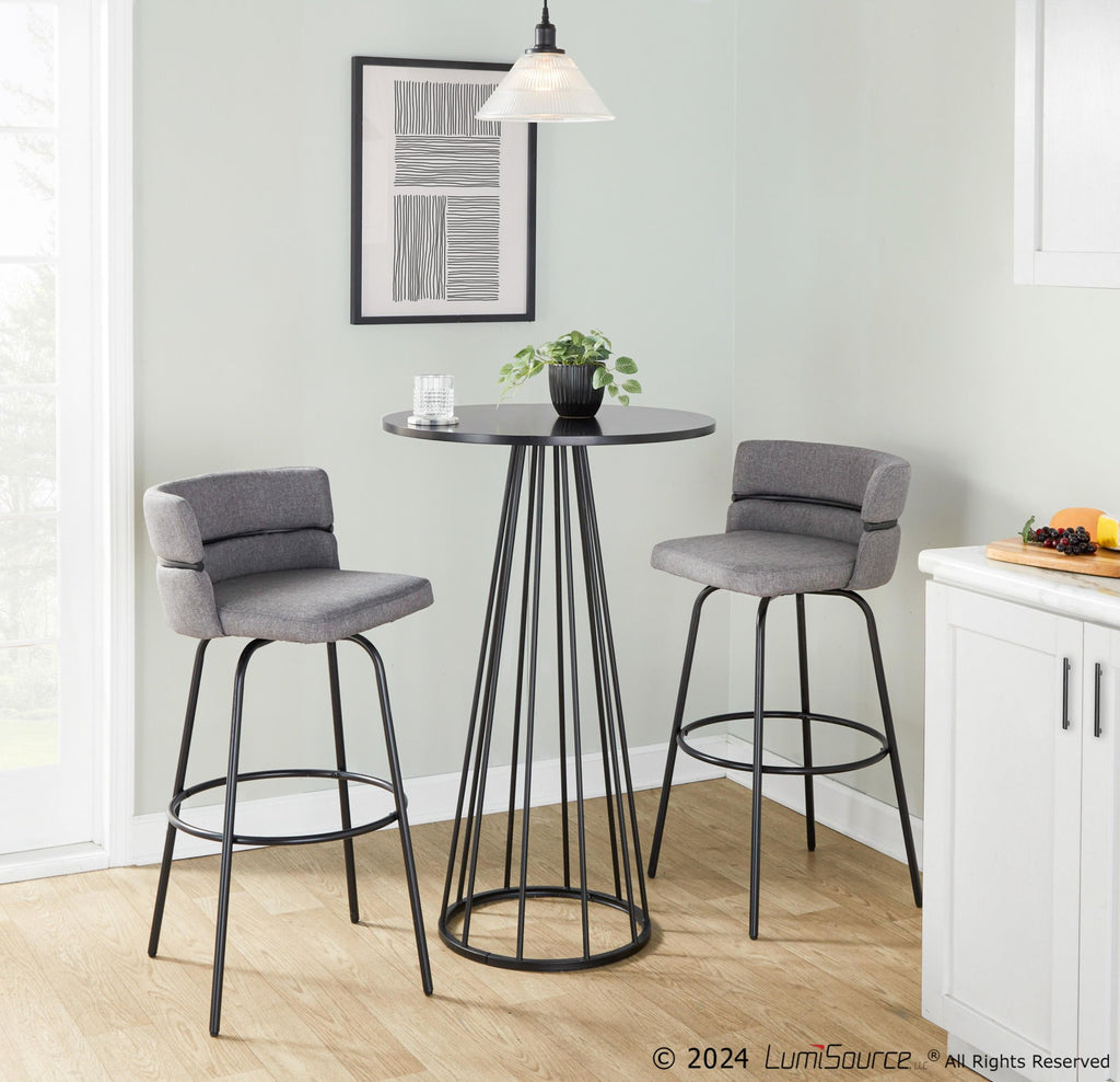 Canary Bar Table - Black Metal, Black Mdf