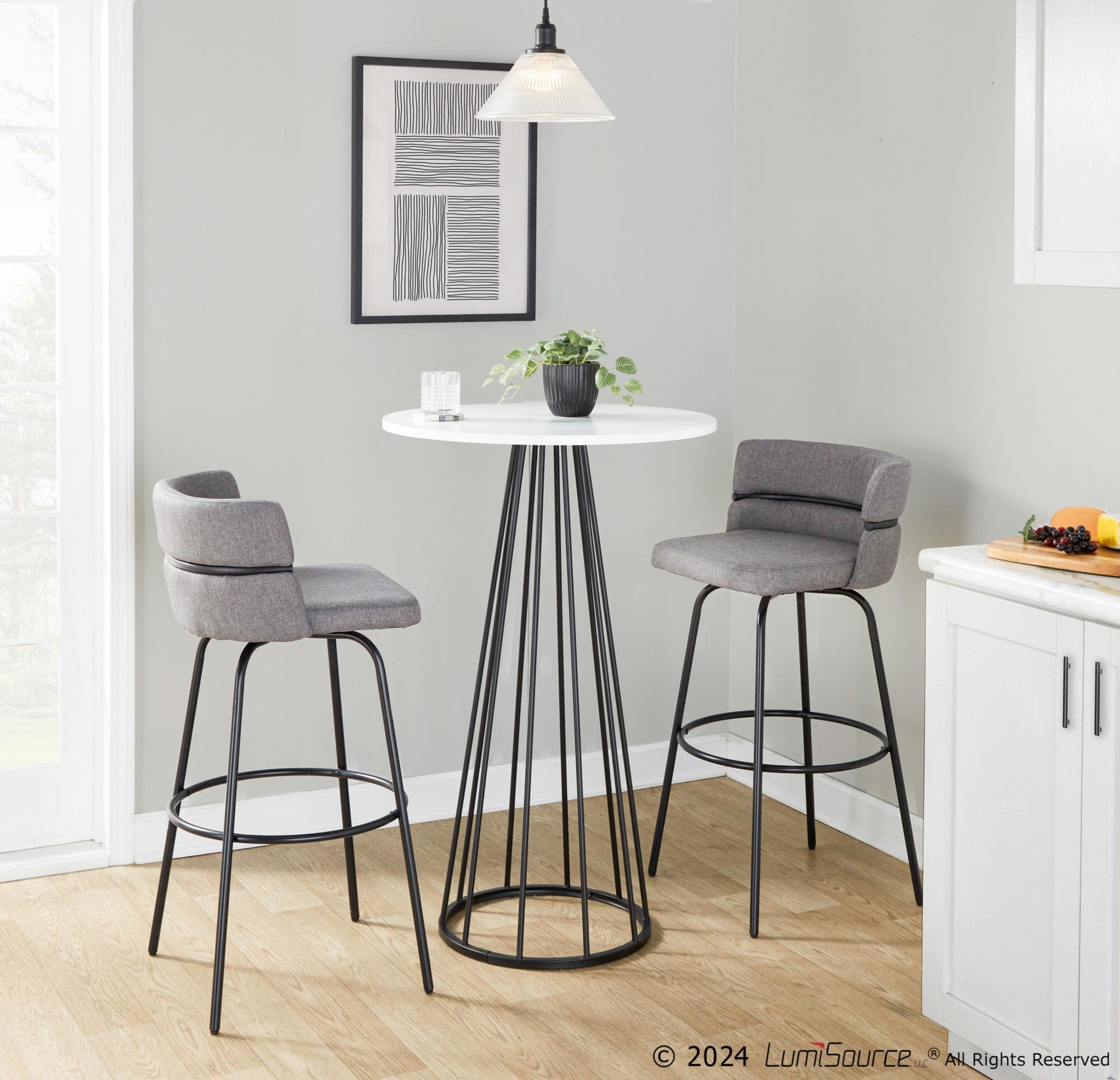 Canary Bar Table - Black Metal, White Mdf