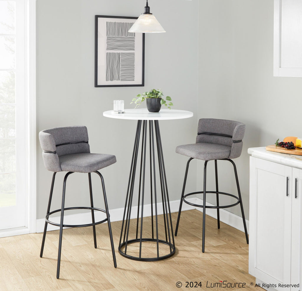 Canary Bar Table - Black Metal, White Mdf