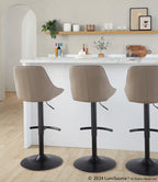Diana Adjustable Barstool - Set of 2 - Black Metal, Brown PU