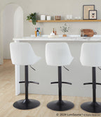 Diana Adjustable Barstool - Set of 2 - Black Metal, White PU