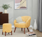 Ashland Lounge Chair - Walnut Wood, Yellow Fabric