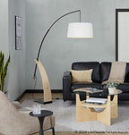 U-shaped Coffee Table - Natural Wood, Clear Glass