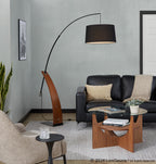 Robyn Floor Lamp - Walnut Wood, Black Metal, Black Linen