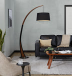 Noah Floor Lamp - Black Marble, Walnut Wood, Black Linen