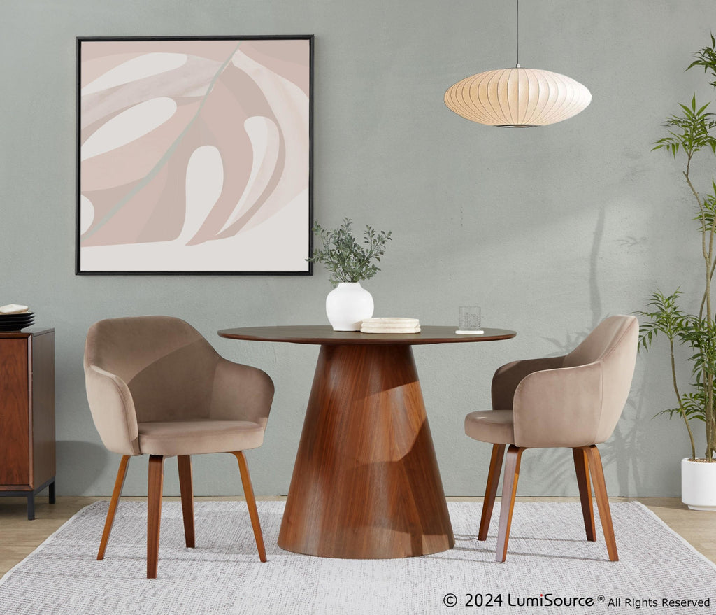 Buena Dining Chair - Set of 2 - Walnut Wood, Brown Velvet