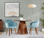 Buena Dining Chair - Set of 2 - Walnut Wood, Light Blue Velvet