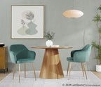 Buena Dining Chair - Set of 2 - Gold Metal, Green Velvet