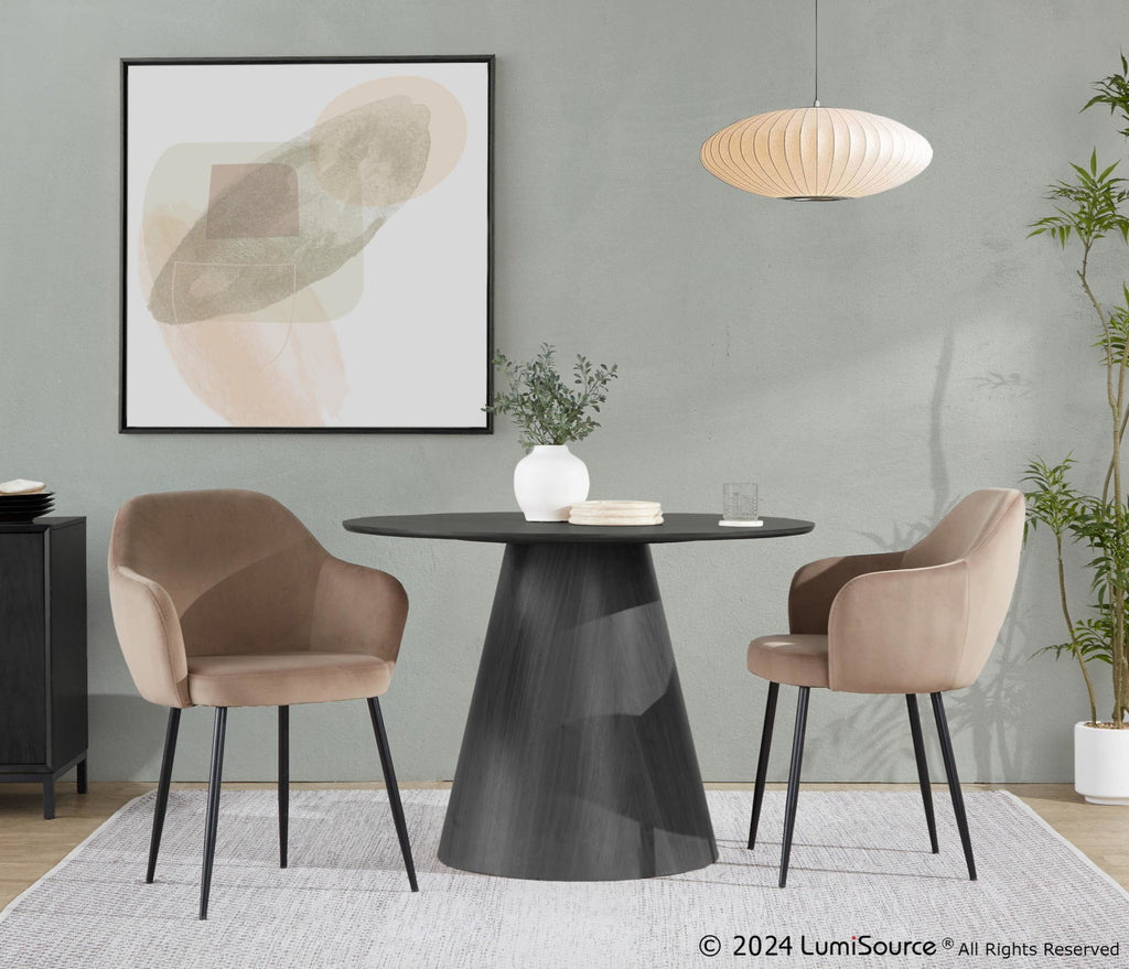 Buena Dining Chair - Set of 2 - Black Metal, Brown Velvet