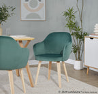 Buena Dining Chair - Set of 2 - Natural Wood, Green Velvet