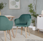 Buena Dining Chair - Set of 2 - Whitewashed Wood, Green Velvet
