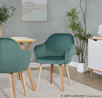 Buena Dining Chair - Set of 2 - Zebra Wood, Green Velvet