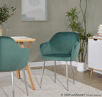 Buena Dining Chair - Set of 2 - Chrome Metal, Green Velvet