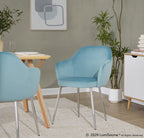 Buena Dining Chair - Set of 2 - Chrome Metal, Light Blue Velvet