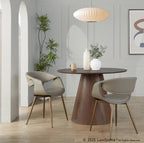 Curvo Upholstered Chair - Set of 2 - Antique Copper Metal, Light Grey PU