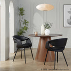 Curvo Upholstered Chair - Set of 2 - Black Metal, Black PU