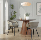 Curvo Upholstered Chair - Set of 2 - Black Metal, Light Grey PU