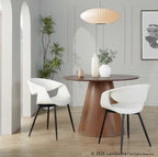 Curvo Upholstered Chair - Set of 2 - Black Metal, White PU