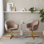 Buena Swivel Accent Chair - Chrome Gold Metal, Brown Velvet