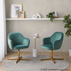 Buena Swivel Accent Chair - Chrome Gold Metal, Green Velvet