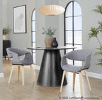 Curvo Upholstered Chair - Set of 2 - Natural Wood, Grey Fabric